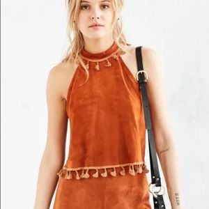 Suede Halter Top Blouse